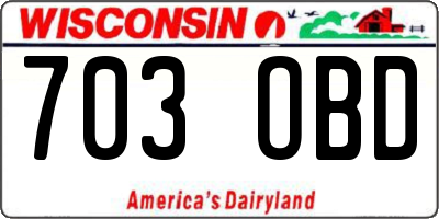 WI license plate 703OBD