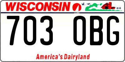 WI license plate 703OBG