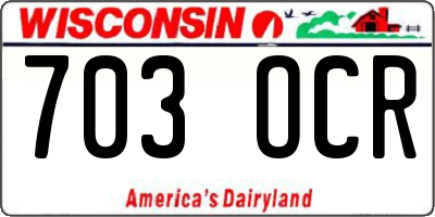 WI license plate 703OCR