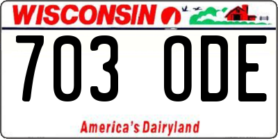 WI license plate 703ODE