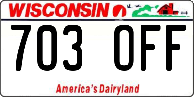 WI license plate 703OFF