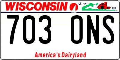 WI license plate 703ONS