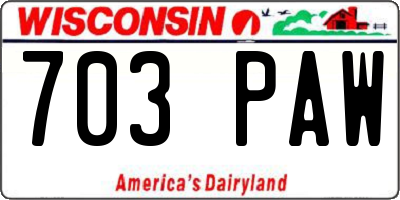 WI license plate 703PAW