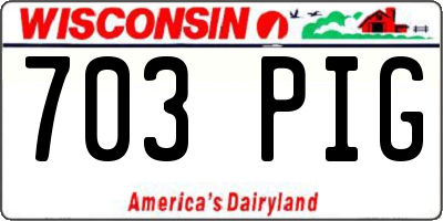 WI license plate 703PIG