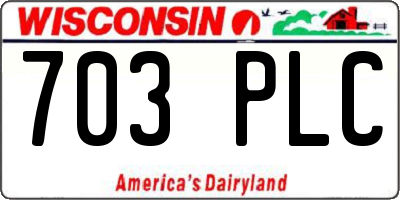 WI license plate 703PLC