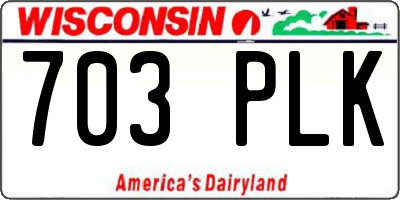 WI license plate 703PLK