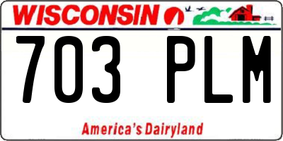 WI license plate 703PLM