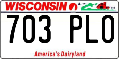 WI license plate 703PLO