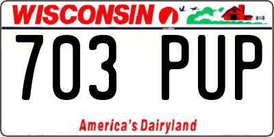 WI license plate 703PUP