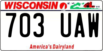 WI license plate 703UAW