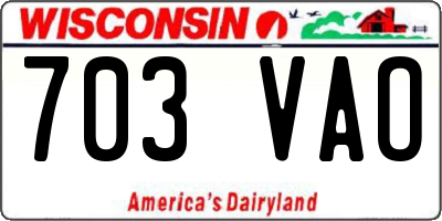 WI license plate 703VAO