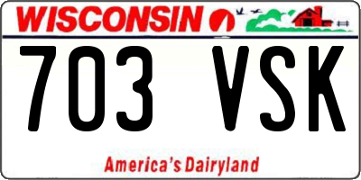 WI license plate 703VSK
