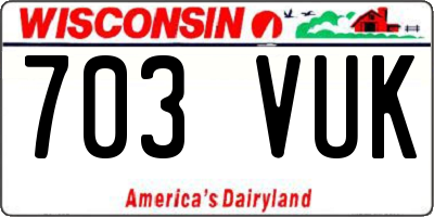 WI license plate 703VUK