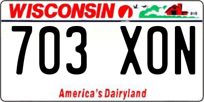 WI license plate 703XON