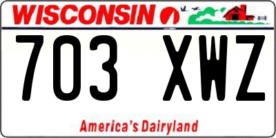 WI license plate 703XWZ