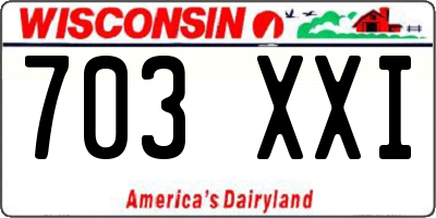 WI license plate 703XXI