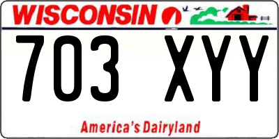 WI license plate 703XYY