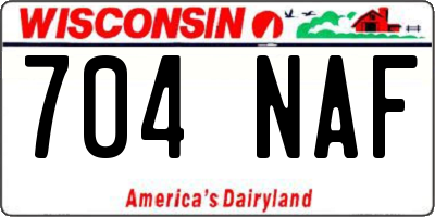 WI license plate 704NAF