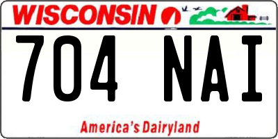 WI license plate 704NAI