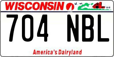 WI license plate 704NBL