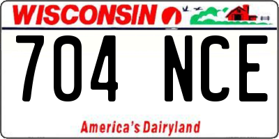 WI license plate 704NCE