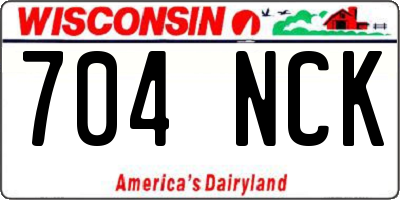 WI license plate 704NCK