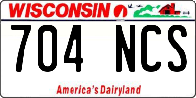 WI license plate 704NCS