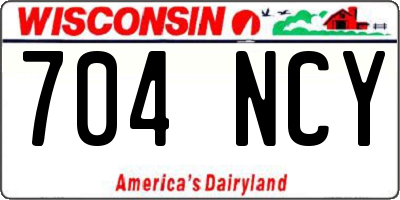 WI license plate 704NCY