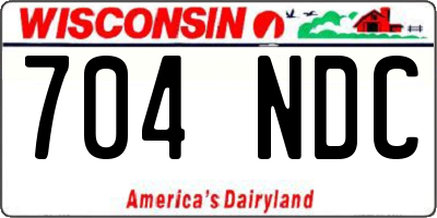 WI license plate 704NDC