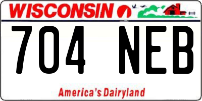 WI license plate 704NEB