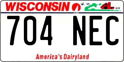 WI license plate 704NEC