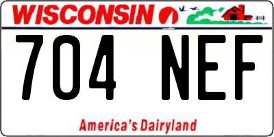 WI license plate 704NEF