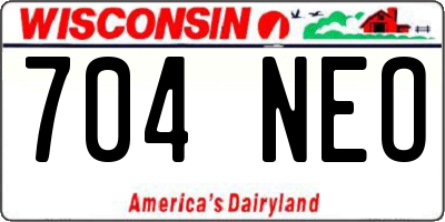 WI license plate 704NEO