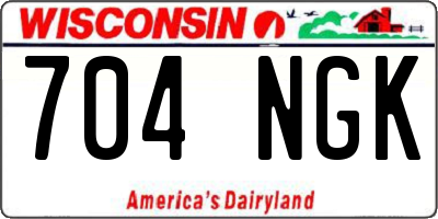 WI license plate 704NGK