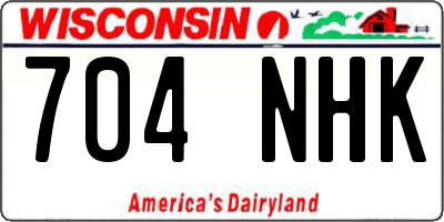 WI license plate 704NHK