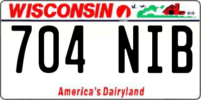 WI license plate 704NIB