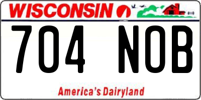 WI license plate 704NOB