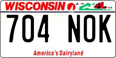 WI license plate 704NOK