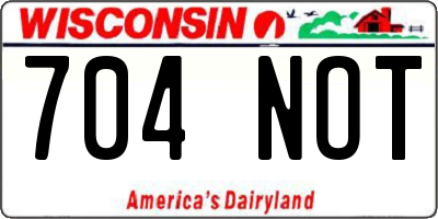 WI license plate 704NOT