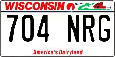 WI license plate 704NRG