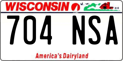WI license plate 704NSA