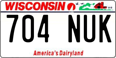 WI license plate 704NUK