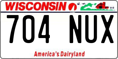 WI license plate 704NUX