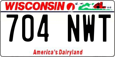WI license plate 704NWT