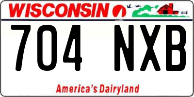 WI license plate 704NXB