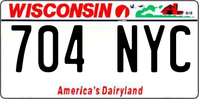 WI license plate 704NYC