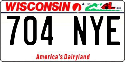 WI license plate 704NYE