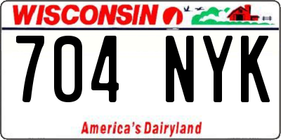 WI license plate 704NYK