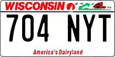 WI license plate 704NYT