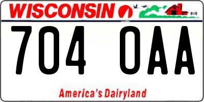 WI license plate 704OAA